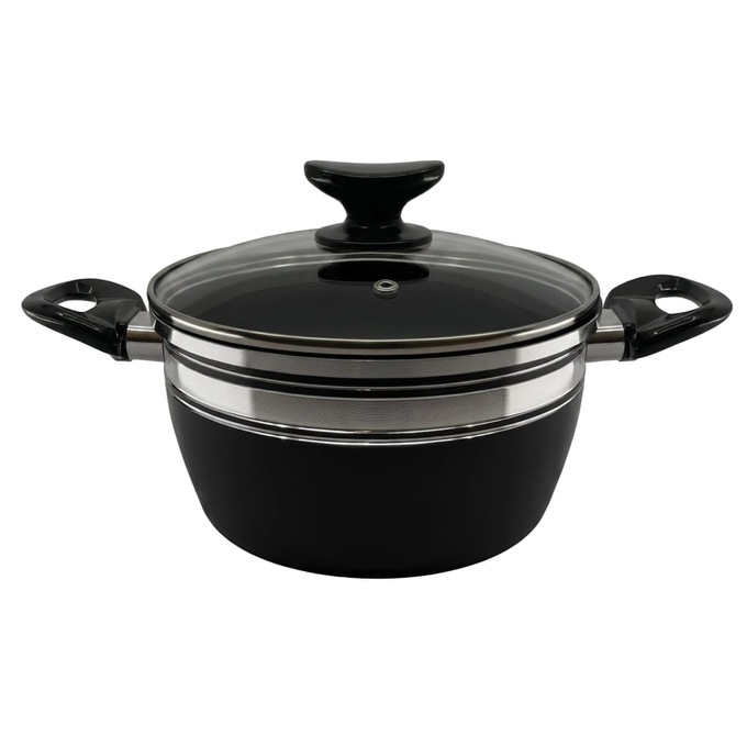 Chef Tested 8-Piece Ceramic Banded Cookware Set by Wards, Black, large