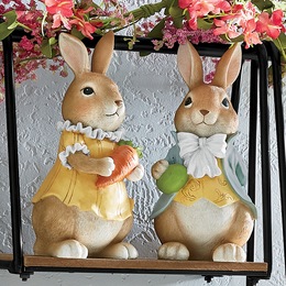 Set of 2 Resin Brown Bunnies, , large