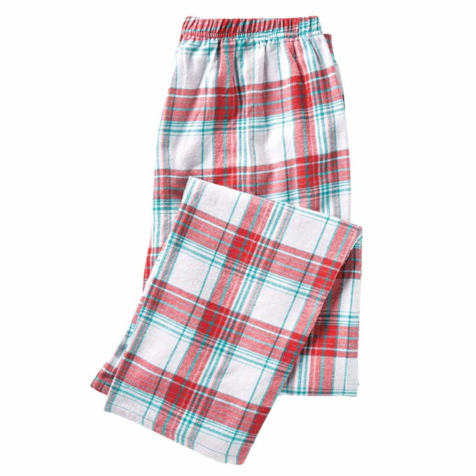 Women's Plaid Flannel PJ Set, Teal, large