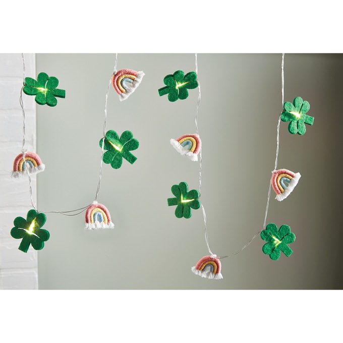 Lit Shamrock and Rainbow Garland, , large