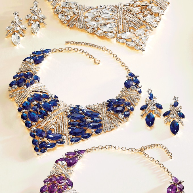 Crystal Marquise Necklace and Earring Set, Blue, large