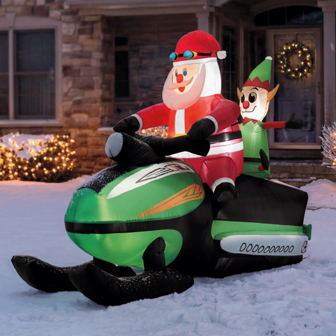 Santa&rsquo;s Snowmobile Lit Inflatable, Multi, large