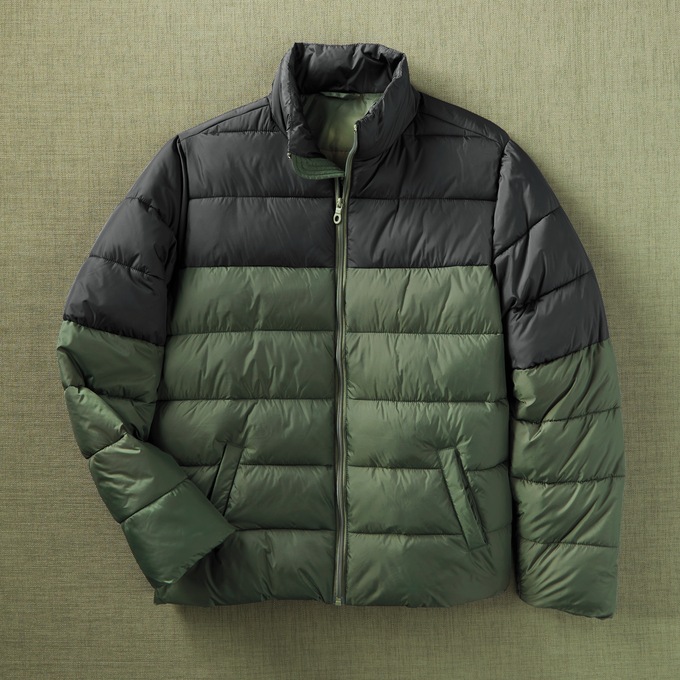 Heavyweight Puffer Jacket, Olive Black, large