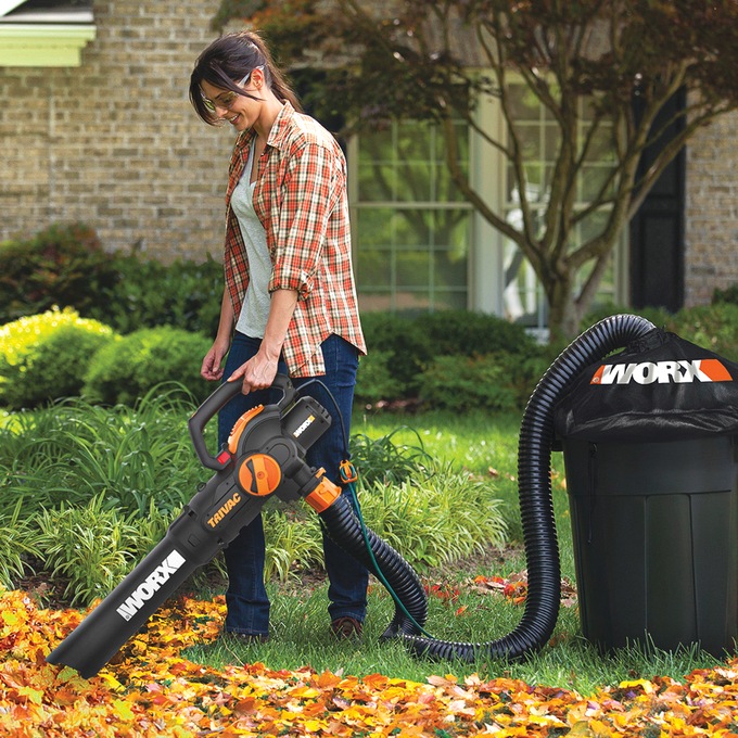 Worx Trivac 12-Amp Electric 3-in-1 Blower/Mulcher/Yard Vacuum with Leaf Collection System, Black, large