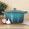 Crock Pot Artisan 7-qt. Enameled Cast Iron Round Dutch Oven with Lid, Teal Ombre, large