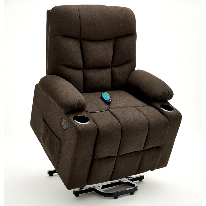 Colton Lift Recliner with Heat & Massage, Brown, large