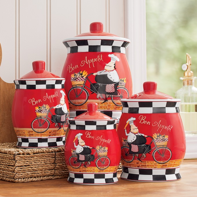 4-Piece Bicycle Chef Canister Set, , large