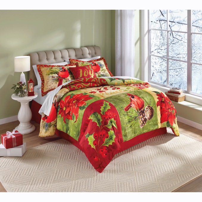 4-Piece Holiday Cardinal Comforter Set, , large