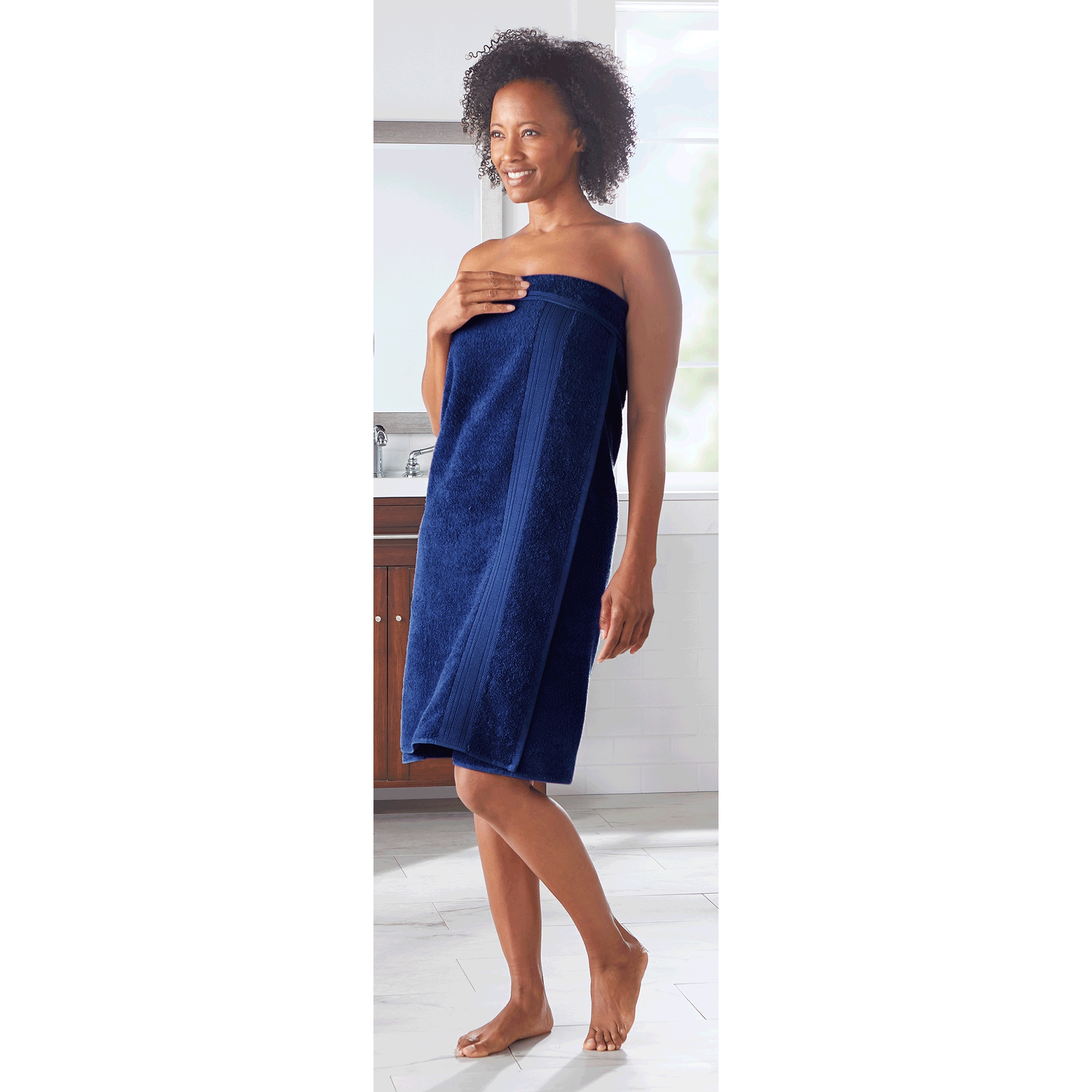 Color Connection Set of 2 Cotton Bath Sheets, Dark Navy, large