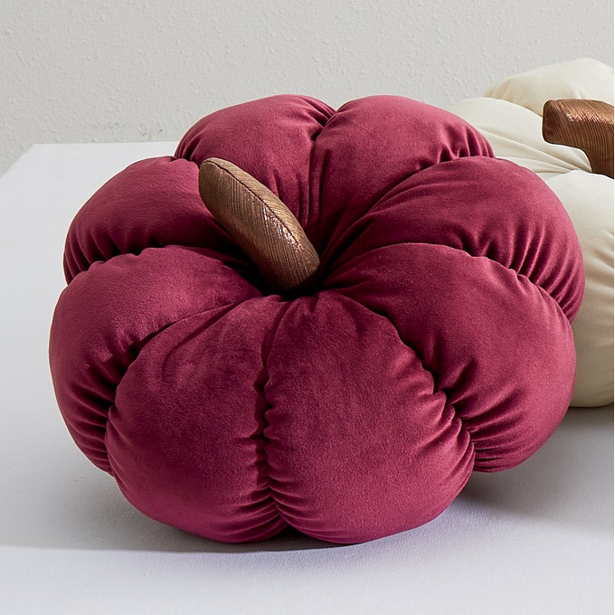 Stuffed Pumpkin Pillow, Wine, large