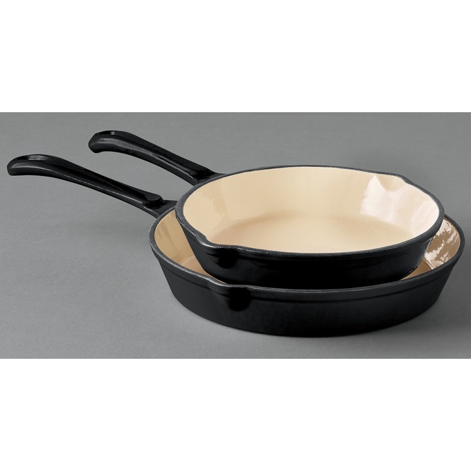 2-Piece Enameled Cast Iron Skillet Set, , large
