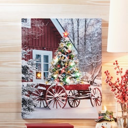 Lit Christmas Tree Wagon Canvas, , large
