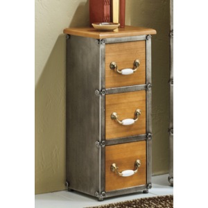 Rustic Industrial 3-Drawer Cabinet, Wood, large