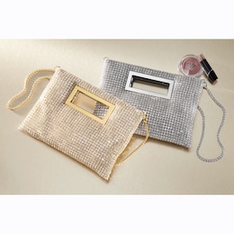 Rhinestone Clutch Crossbody Bag, , large