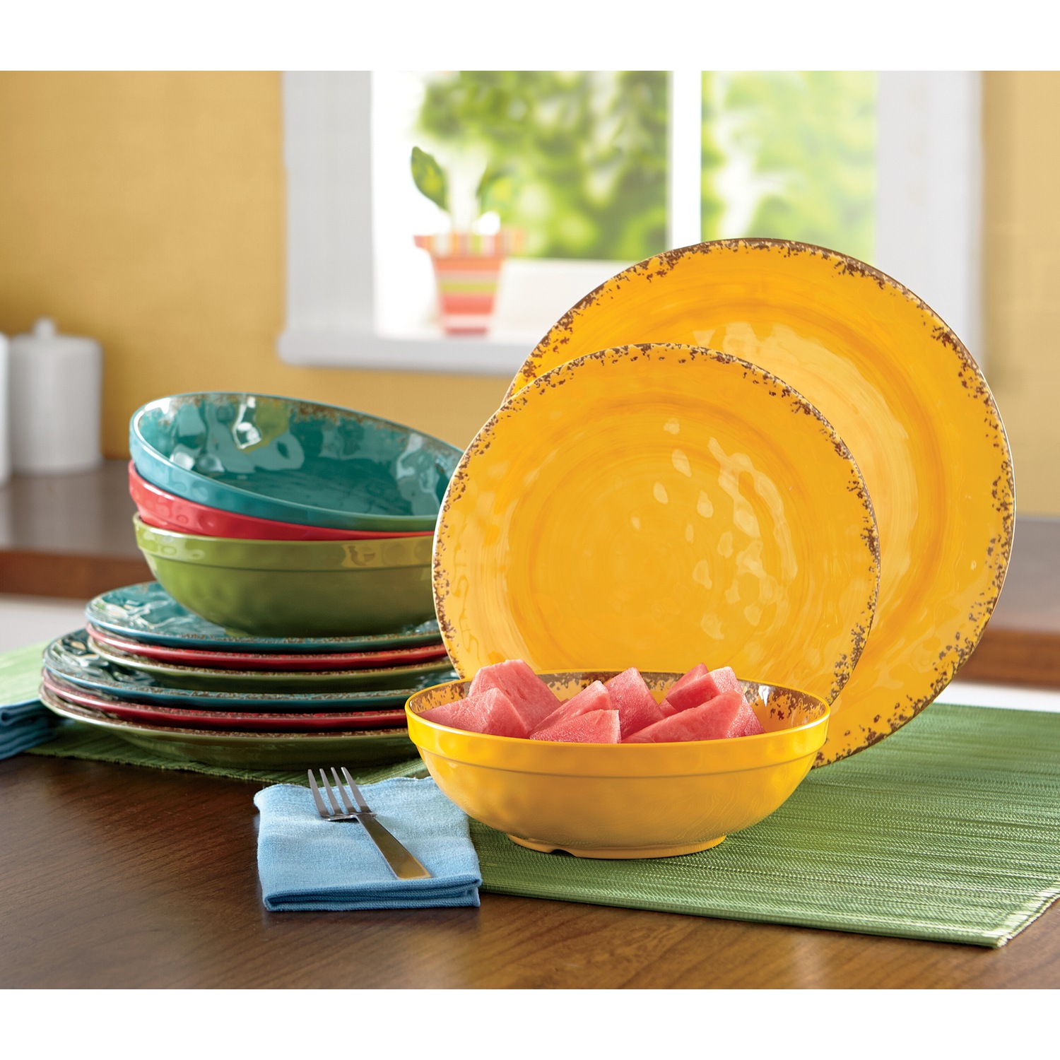 12 Piece Melamine Crackle Swirl Dinnerware Set Ginny S