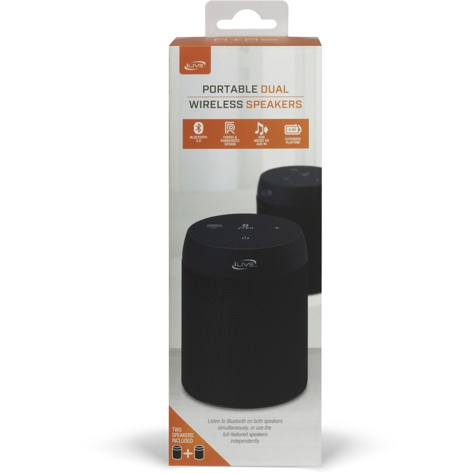 Ilive dual top portable wireless speakers