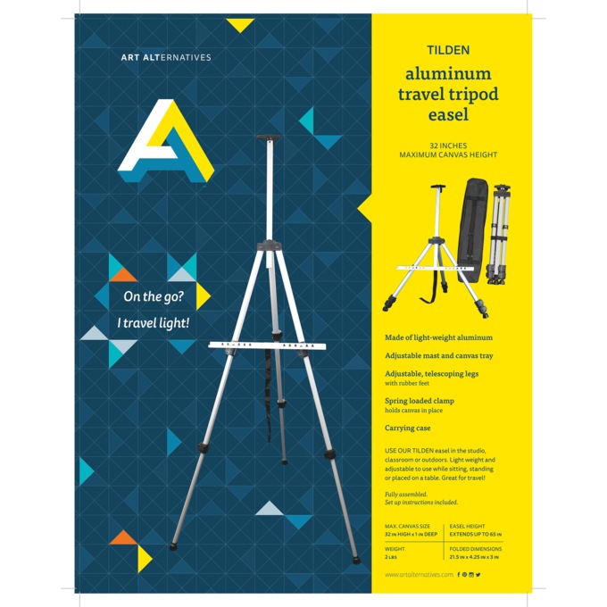 Art Alternatives Tilden Aluminum Tripod Easel, , large