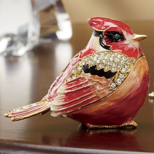 Hand-Painted Cardinal Trinket Box, , large