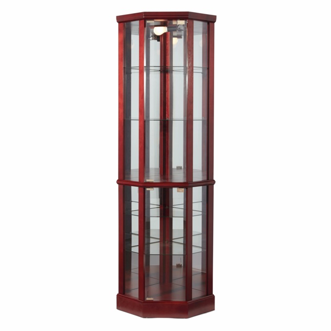 Lit Corner Curio Cabinet, Cherry, large