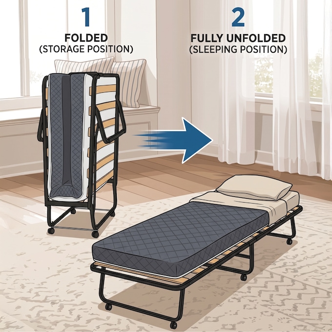 Luxor Rollaway Folding Guest Bed, , large