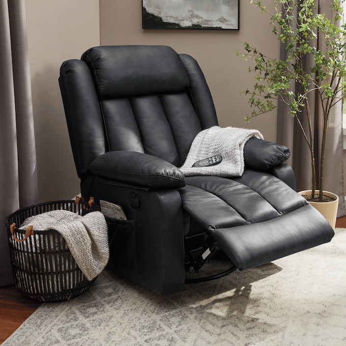 Swivel Rocking Recliner with Heat and Massage, , large