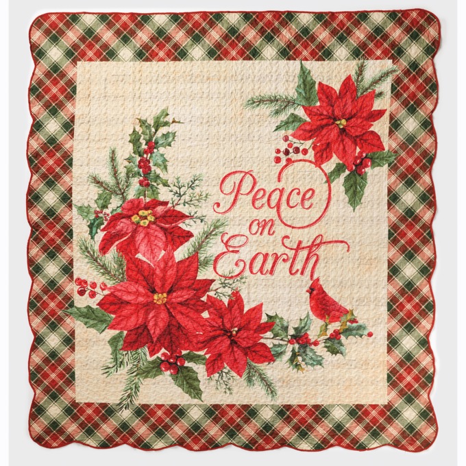Peace and Poinsettias Quilt, , large