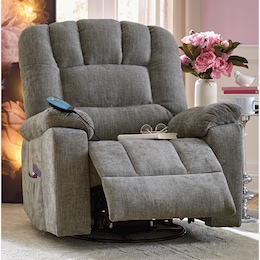 Shell Tufted Swivel Rocking Recliner, , large