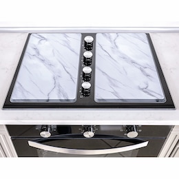 Set of 2 Burner Covers & Glass Cutting Board, , large