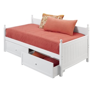 White Wooden Daybed Storage Drawers, , large