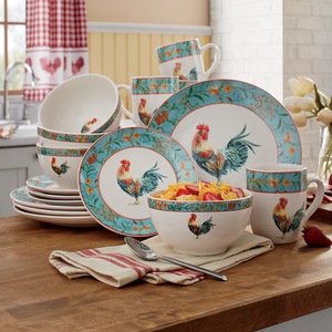 16-Piece Garden Rooster Dinnerware Set, , large