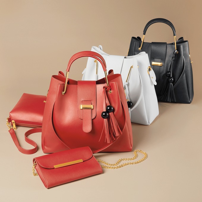 Cilia 3-Piece Faux-Leather Satchel, Crossbody & Clutch Purse Set with Adjustable Strap for Women, , large