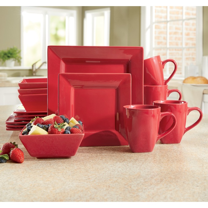 16-Piece Solid Square Dinnerware Set, , large