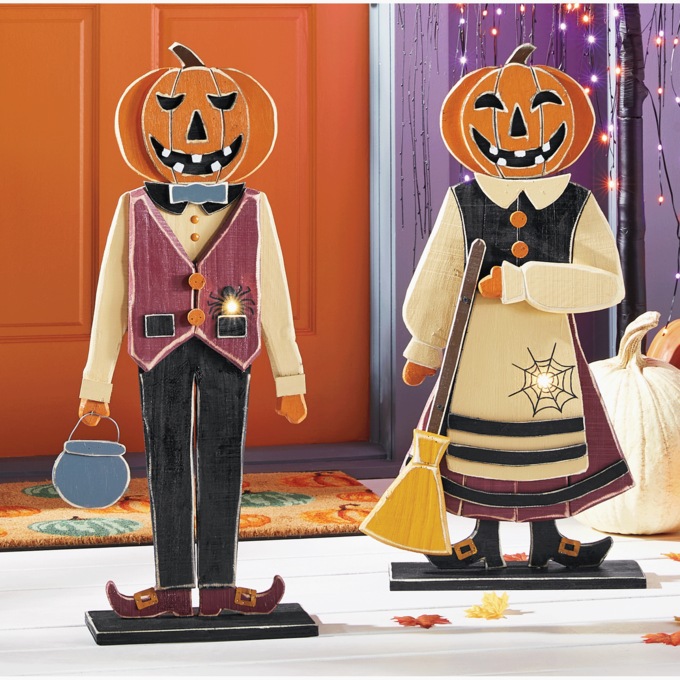 Chunky Wood Lit Mr. or Mrs. Halloween, , large