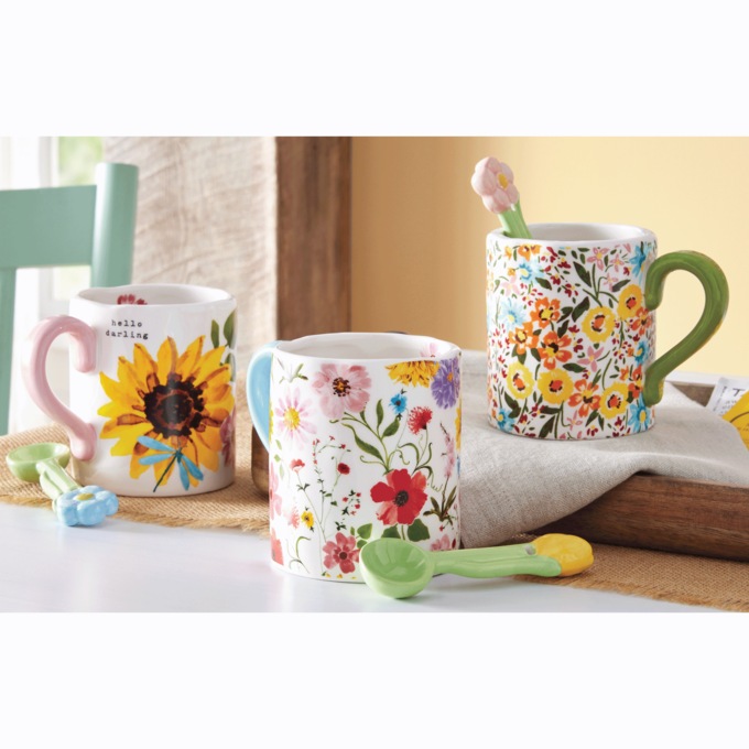 Floral Mug with Spoon, , large