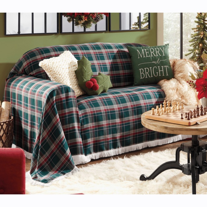 Christmas Tartan Furniture Throw, , large
