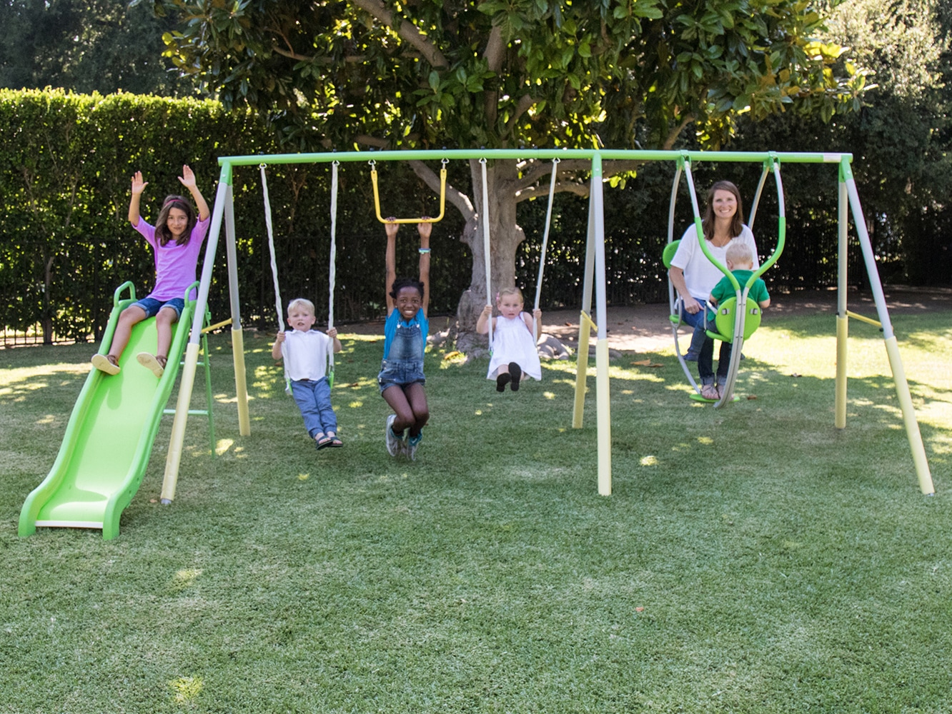 large metal swing set