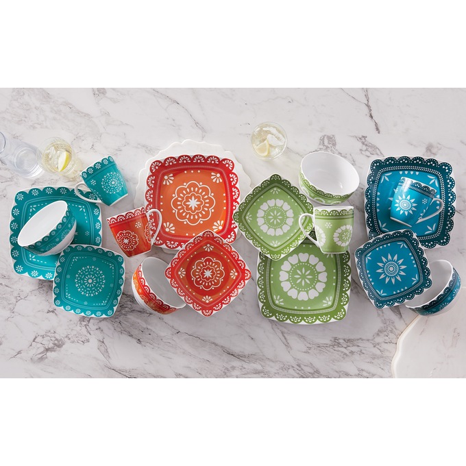 16-Piece Square Bandana Dinnerware Set, , large