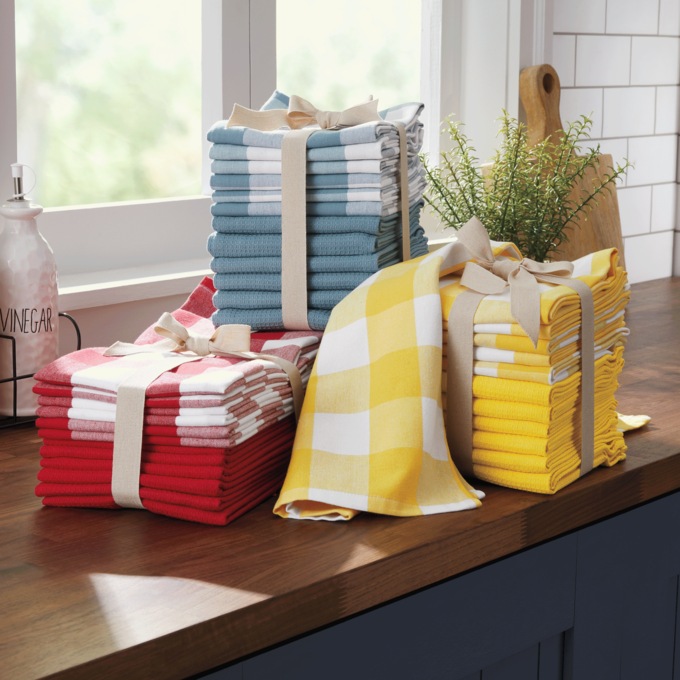 12-Piece Classic Kitchen Towel Set, Yellow, large
