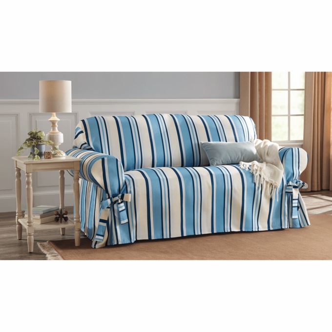 Classic Stripe Slipcover, Blue Multi, large
