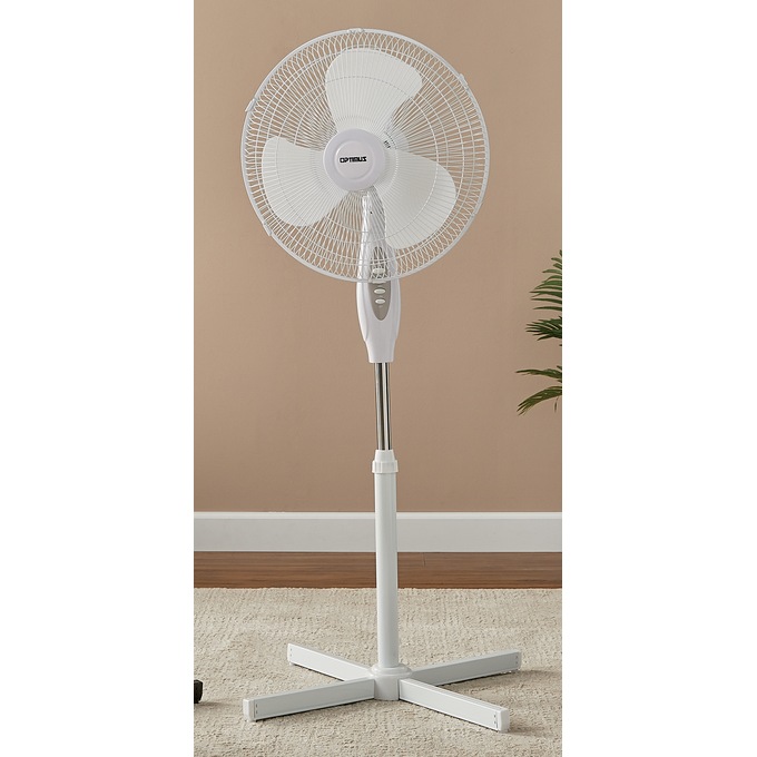 16" Oscillating Pedestal Fan, White, large