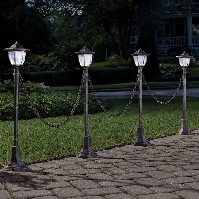 Set of 4 Chained Solar Lanterns, , large