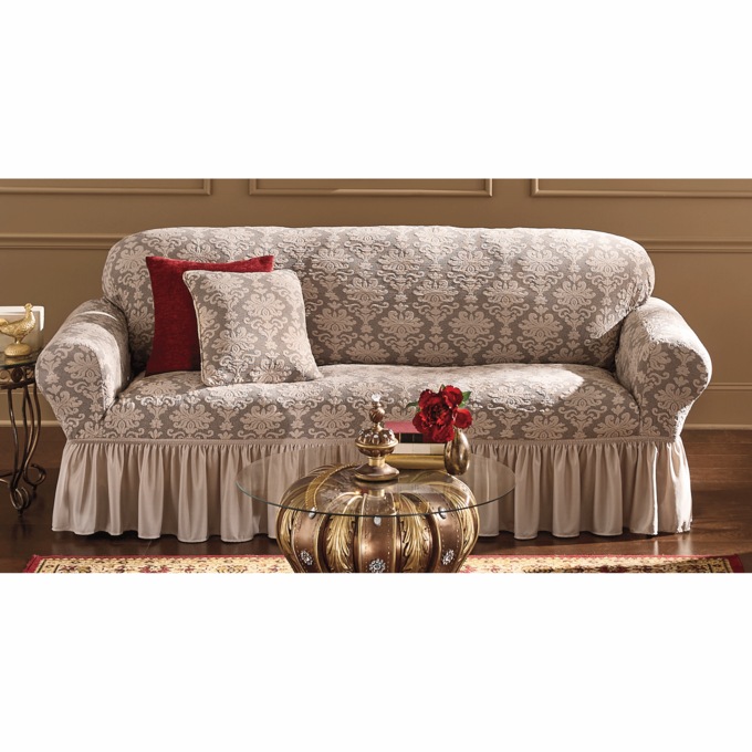 Damask Stretch Slipcover, , large