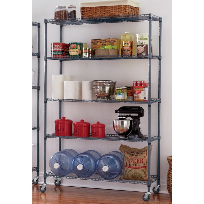 5 Tier Wide Mobile Shelf, , large