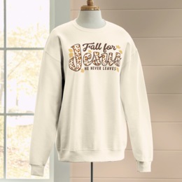 Fall for Jesus He Never Leaves Graphic Sweatshirt for Autumn, , large