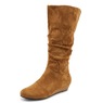 Amanda D'Laurie Tall Scrunch Boot: Rich Suede Look with 1" Wedge Heel, , large