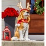 Lit Christmas Hound Dog Statue, , large