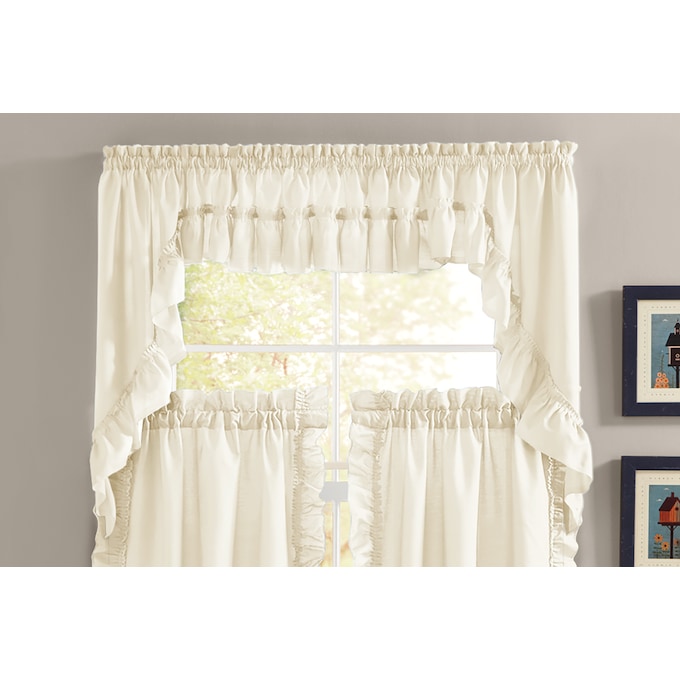 Mayfair Romantic Ruffled Semi-Sheer Swag Pair, , large