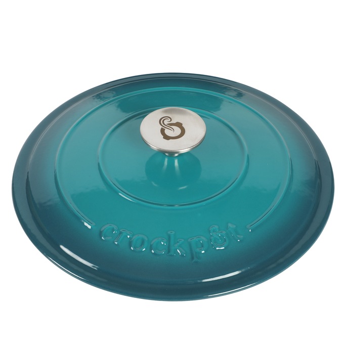 Crock Pot Artisan 7-qt. Enameled Cast Iron Round Dutch Oven with Lid, Teal Ombre, large