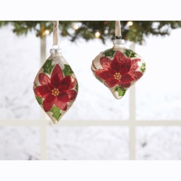 Set of 2 Poinsettia Ornaments, , large