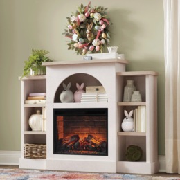 Cozette Fireplace Mantel with Built-In Bookshelves, , large